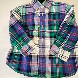 Ralph Lauren Kids Multicolor Plaid Button-Down Shirt/Natural Stretch